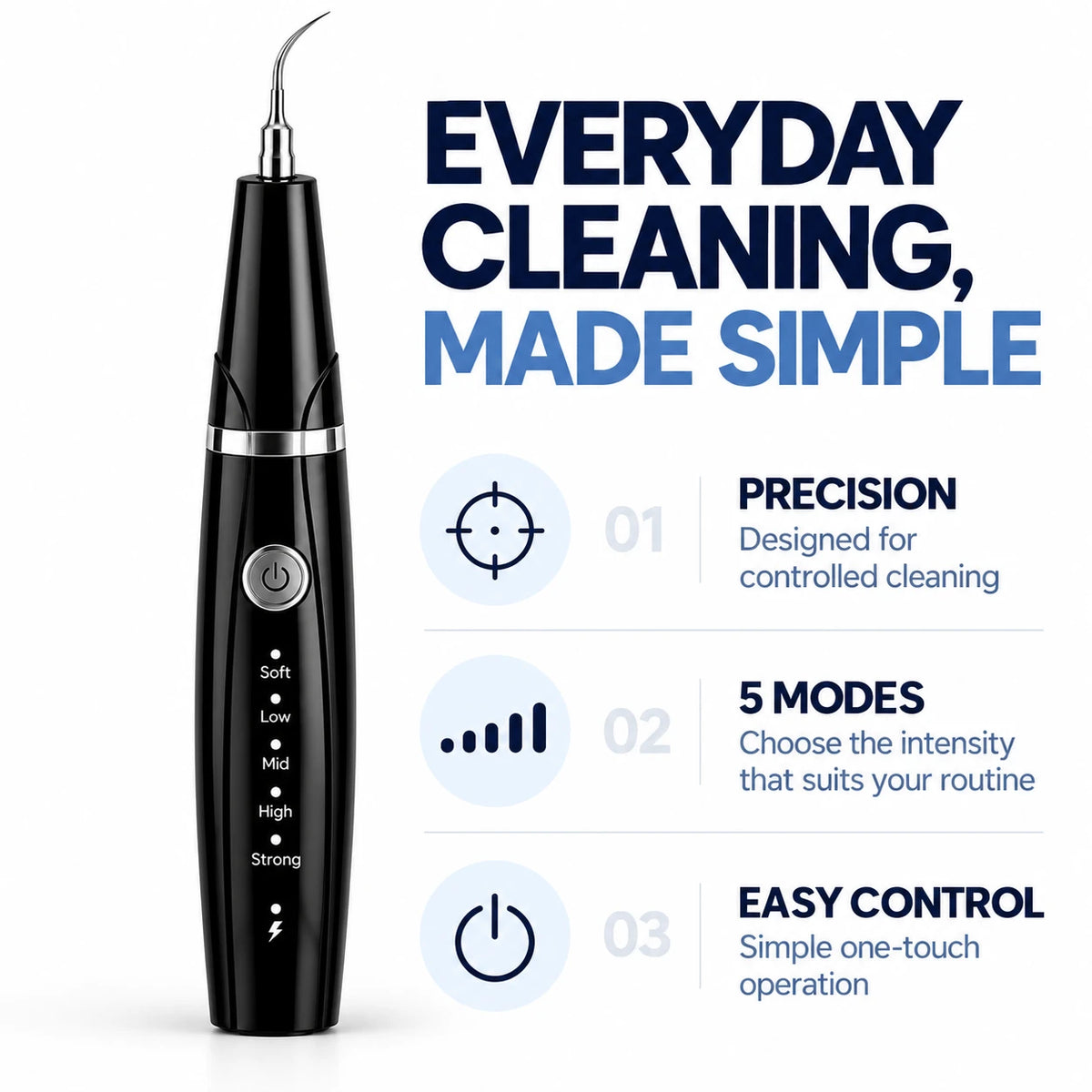 SmileAura ultrasonic tooth cleaner in black - everyday cleaning made simple